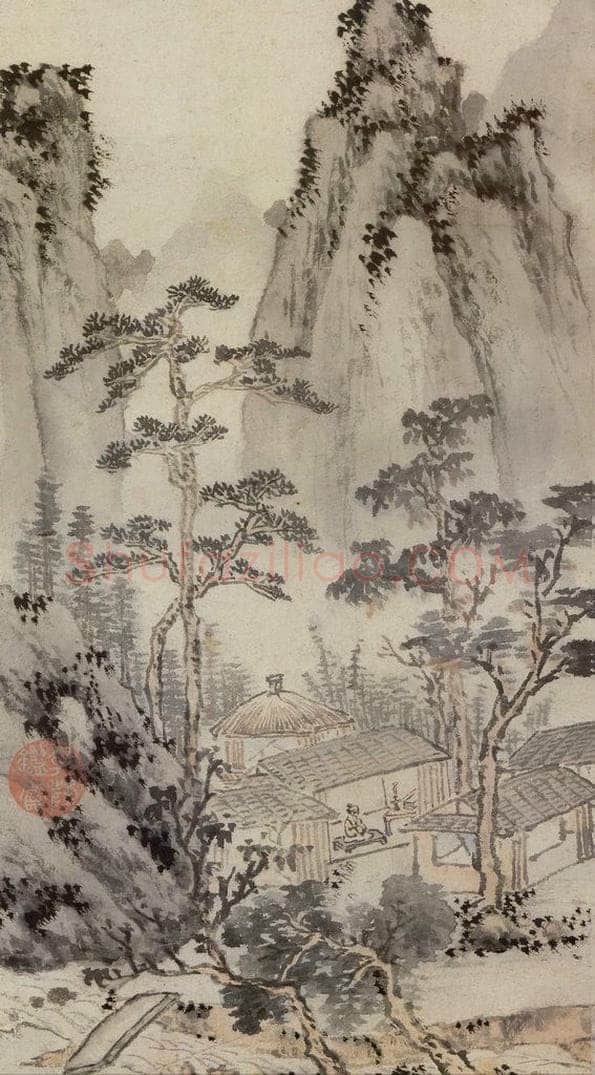 明 沈周 《夜坐图》 书画作品