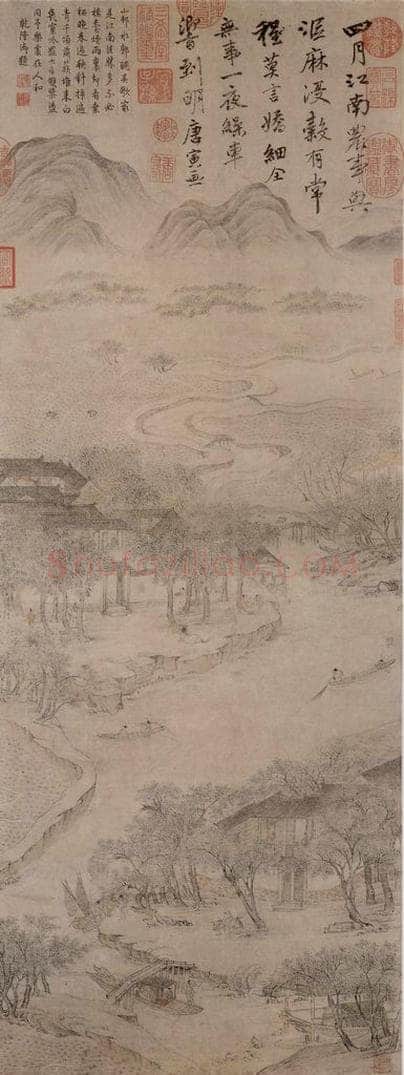 明 唐寅 《江南农事图》 书画作品