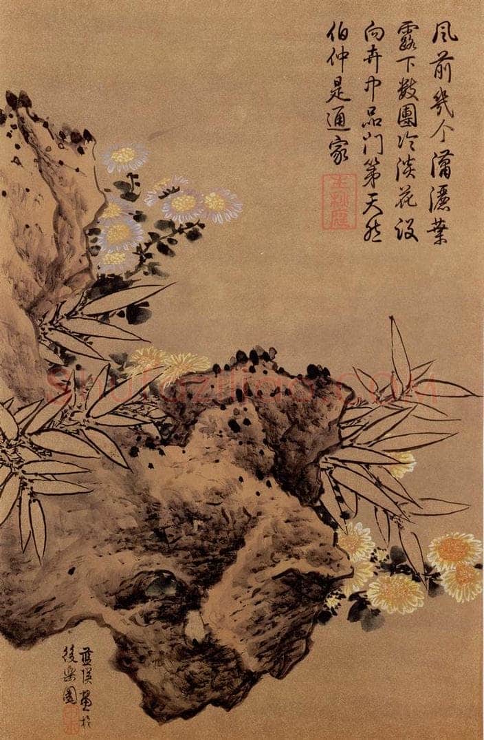明 蓝瑛 《画花鸟》 书画作品