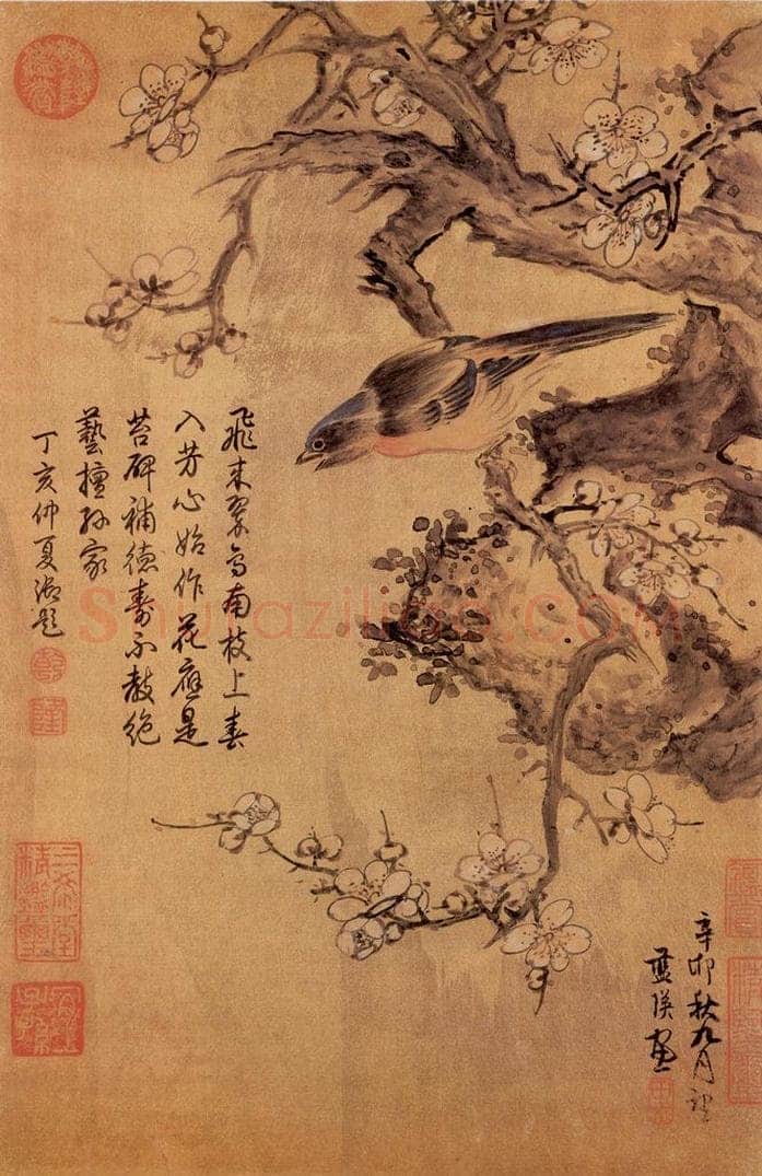 明 蓝瑛 《画花鸟》 书画作品