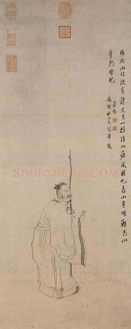 明 陈洪绶 《倚仗间吟图》 书画作品