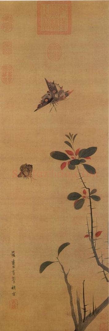明 陈洪绶 《花蝶写生》 书画作品