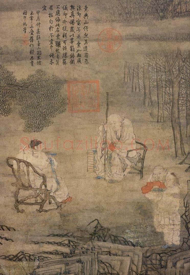 明 崔子忠 《画苏轼留带图》 书画作品