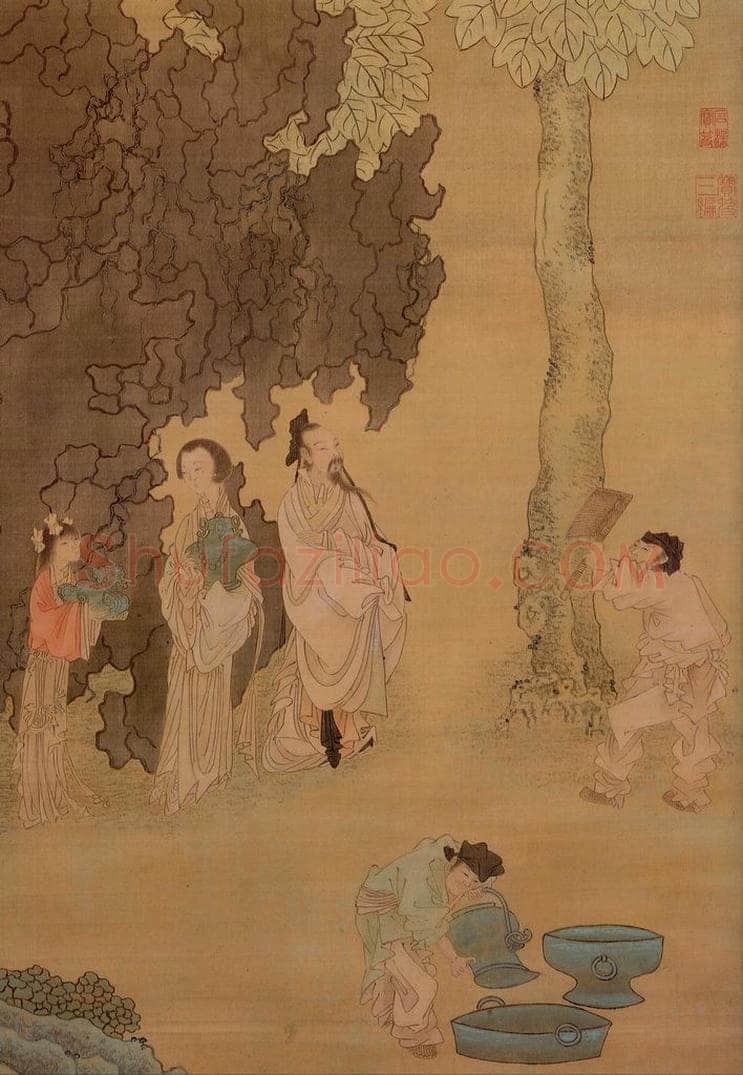 明 崔子忠 《云林洗桐图》 书画作品