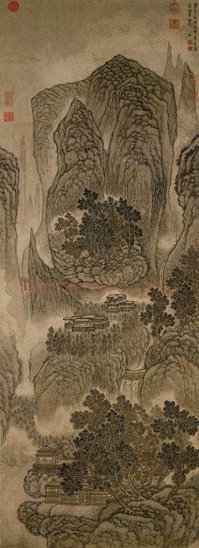明 吴彬 《仙山高士》 书画作品