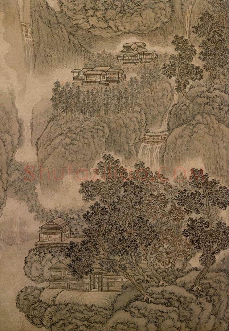 明 吴彬 《仙山高士》 书画作品