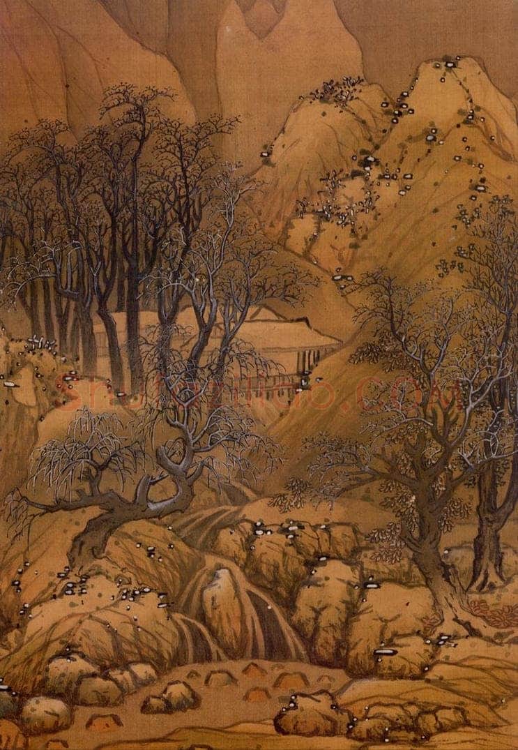 明 蓝瑛 《溪山雪霁》 书画作品