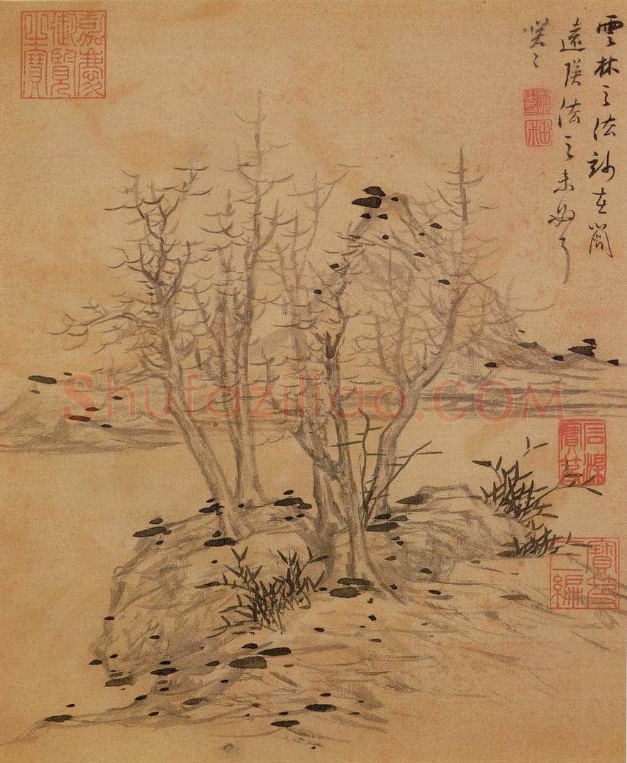 明 蓝瑛 《仿古山水》 书画作品