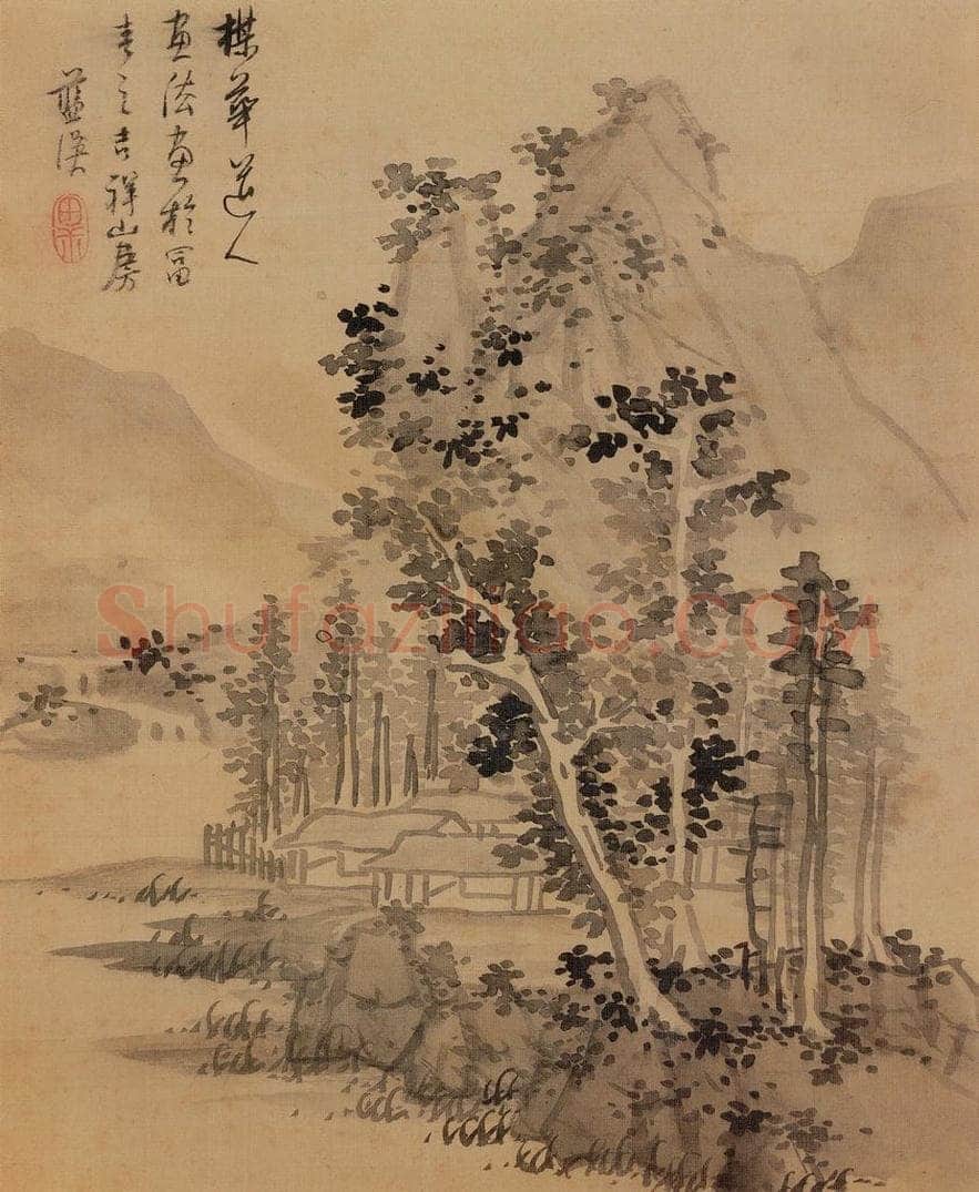 明 蓝瑛 《仿古山水》 书画作品