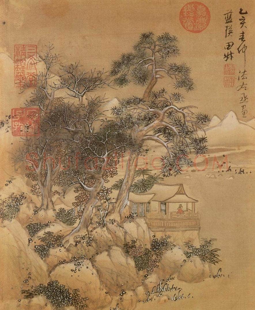 明 蓝瑛 《仿古山水》 书画作品