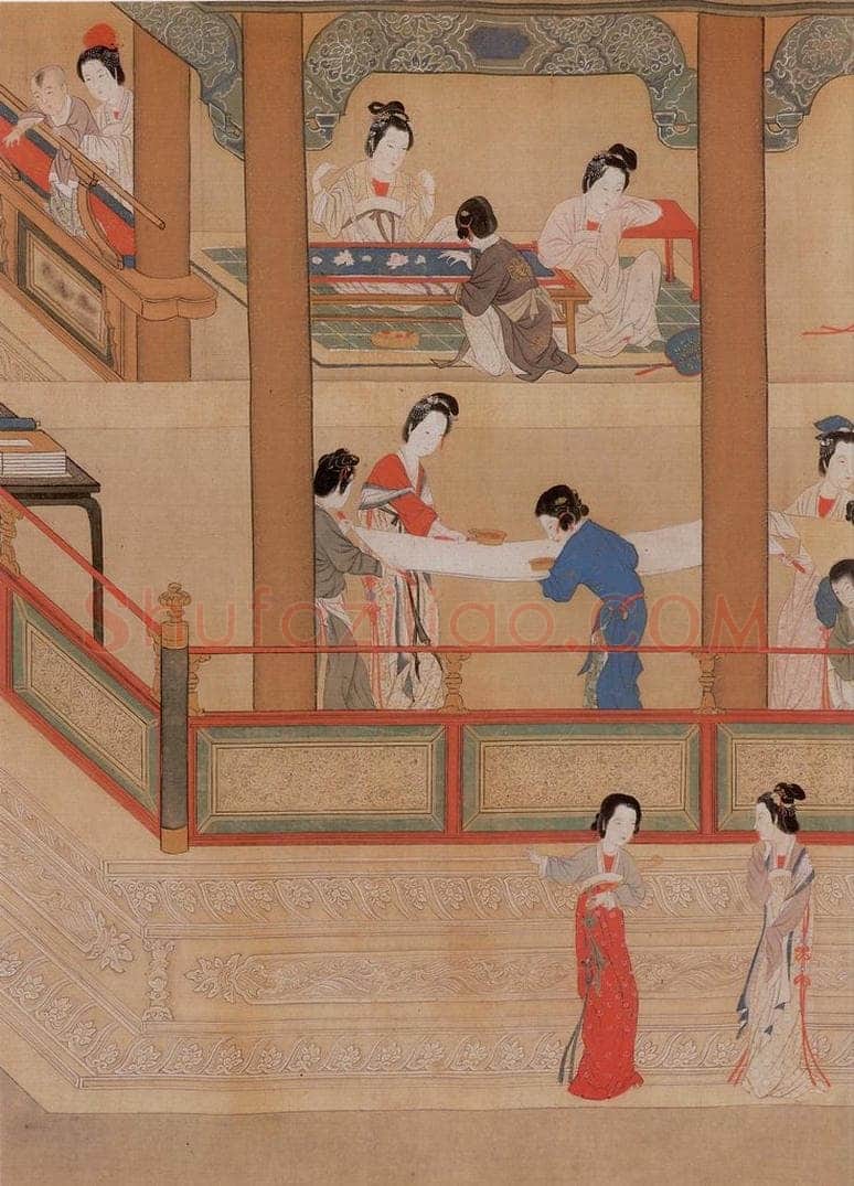 明 仇英 《汉宫春晓》 书画作品
