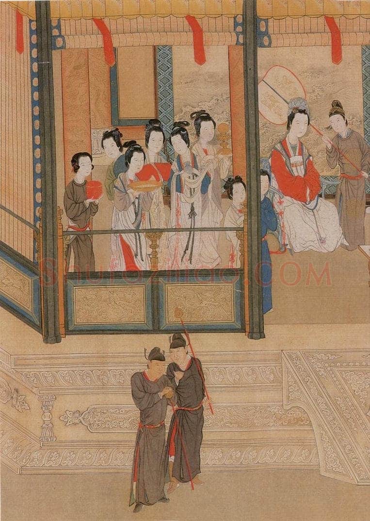 明 仇英 《汉宫春晓》 书画作品
