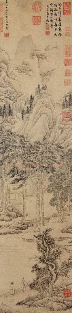 明 文徵明 《松陰曳杖图》 书画作品