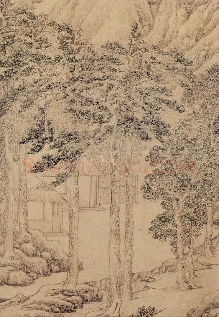 明 文徵明 《松陰曳杖图》 书画作品