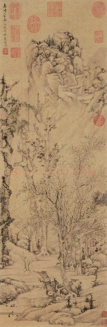 明 文徵明 《空林觅句图》 书画作品