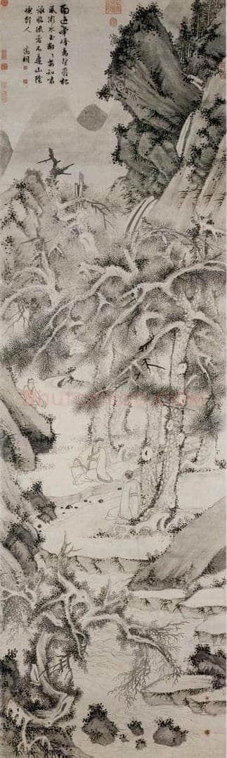 明 文徵明 《松下观泉图》 书画作品