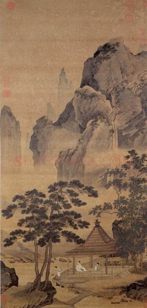明 仇英 《松亭试泉图》 书画作品