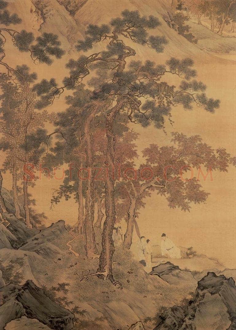 明 仇英 《秋江待渡》 书画作品