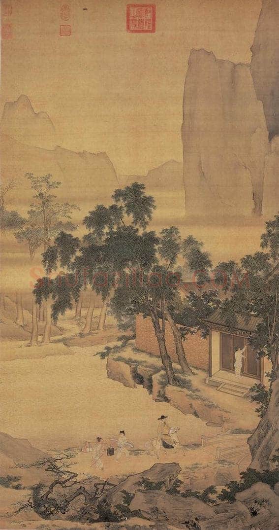 明 仇英 《春游晚归图》 书画作品