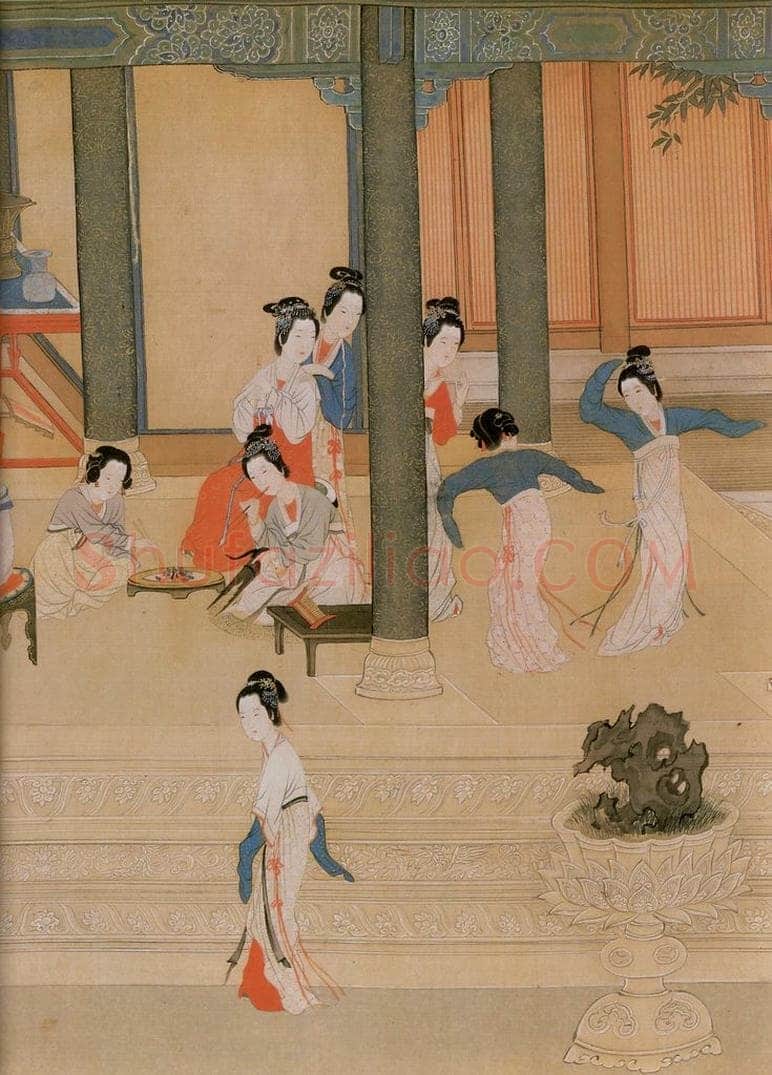 明 仇英 《汉宫春晓》 书画作品