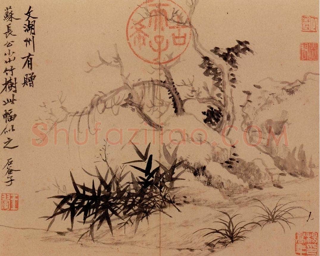 清 吴九思 《秋林白石》 书画作品
