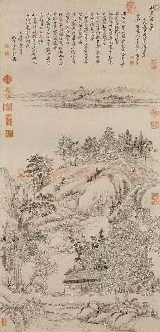 清朝 恽寿平 林居高士图 书画作品