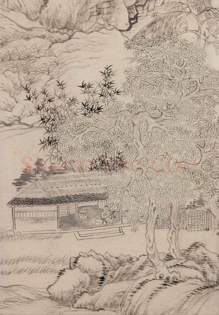 清朝 恽寿平 林居高士图 书画作品