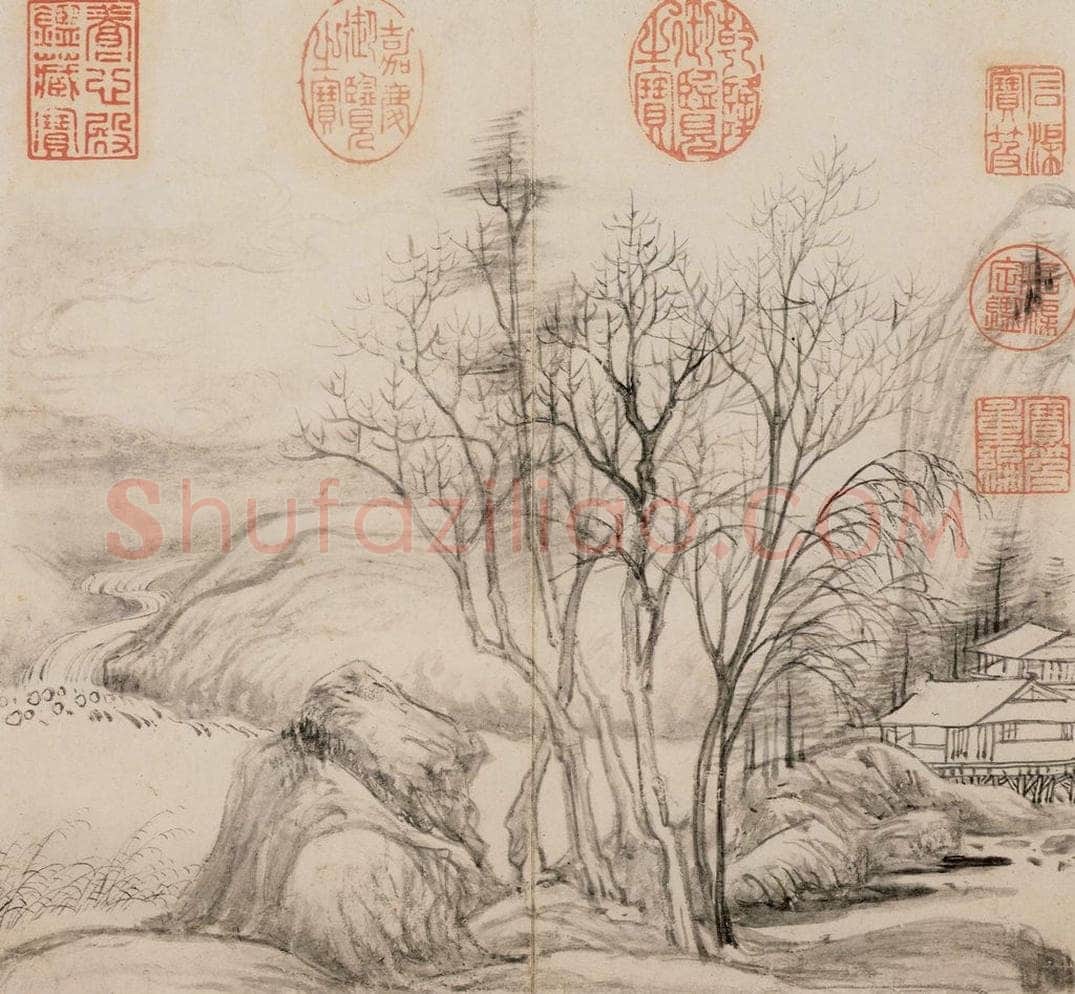 清朝 恽寿平 仿古山水 书画作品