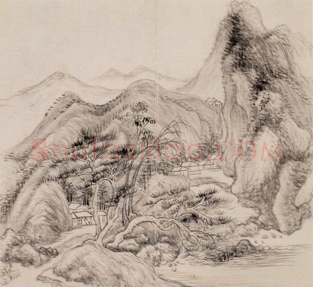 清朝 恽寿平 仿古山水 书画作品