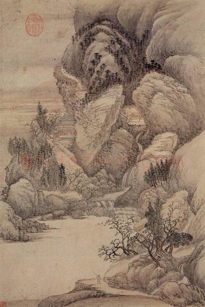 清 王翚 《临唐宋各家山水(十二开)》 书画作品