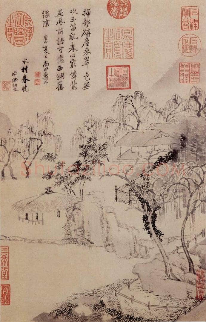 清 王翚 《画水村春晚》 书画作品
