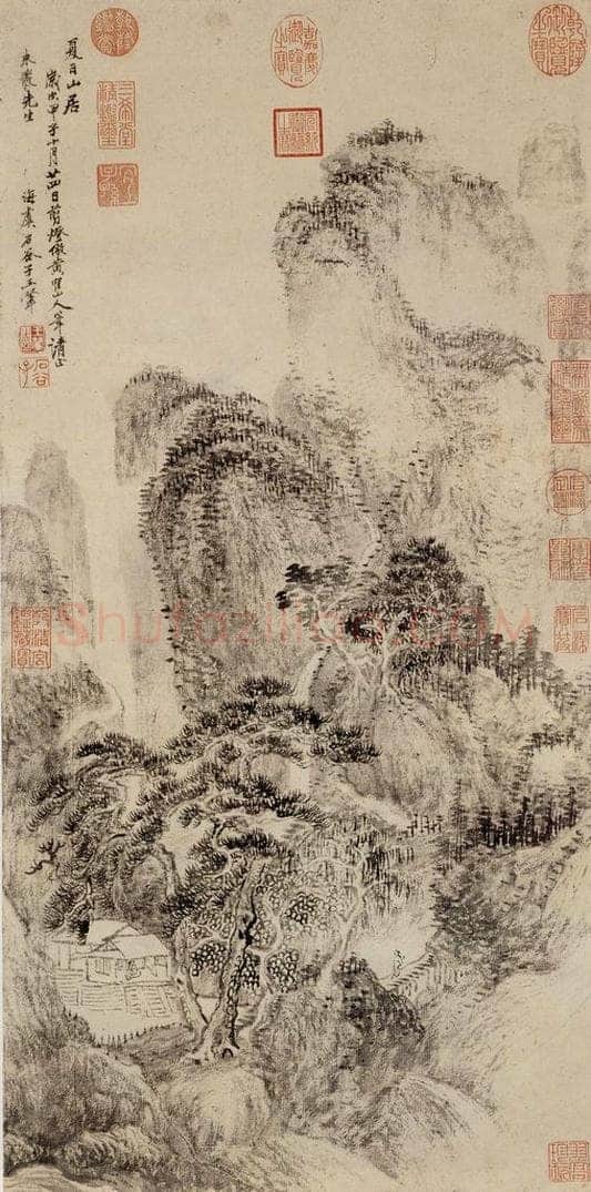 清 王翚 《仿王蒙夏日山居》 书画作品