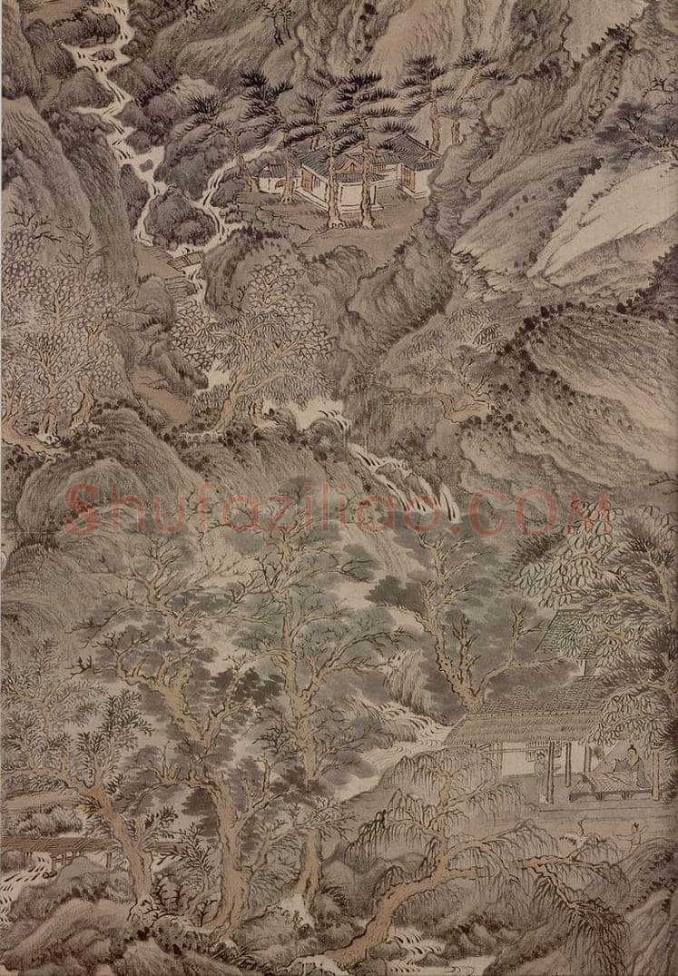 清 王时敏 《仿王蒙山水（局部）》 书画作品