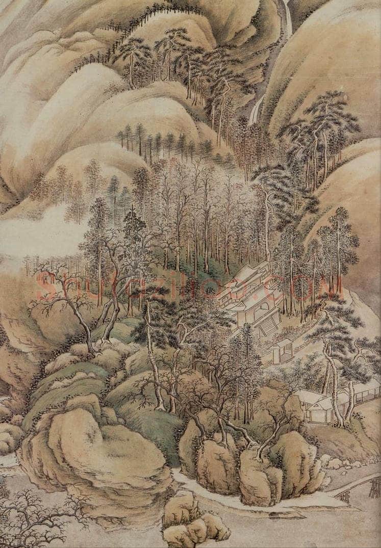 清 王时敏 《仿王维江山雪霁(局部)》 书画作品