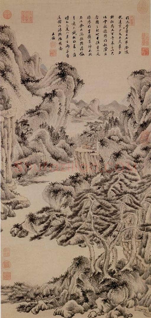 清 王鉴 《临王蒙松阴丘壑》 书画作品