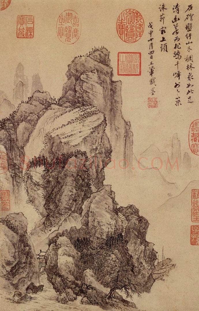 清 王翚 《画石蹬林泉》 书画作品
