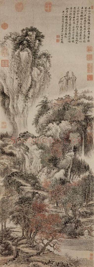 清 王翚 《画西山红树》 书画作品