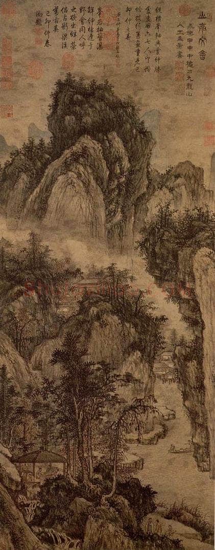 明朝 王绂 画山亭文会图 书画作品
