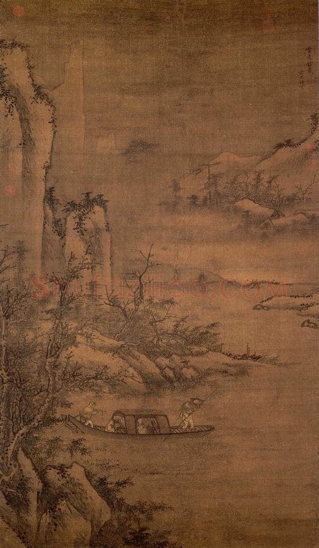 明朝 周文靖 雪夜访戴 书画作品