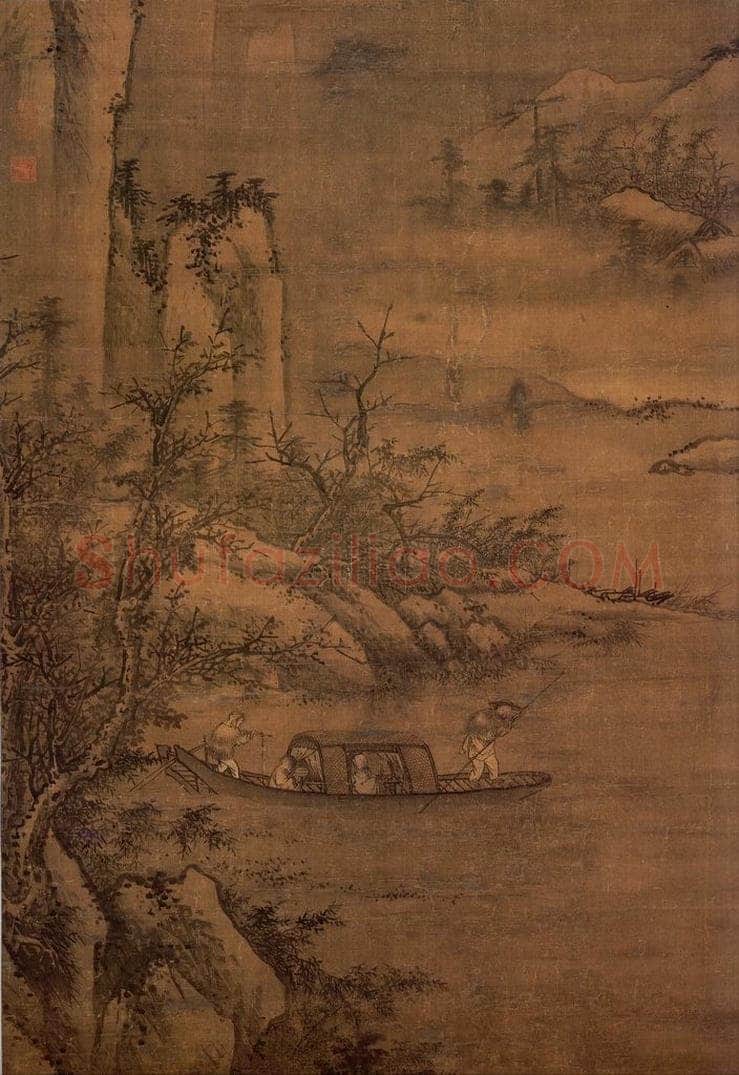 明朝 周文靖 雪夜访戴 书画作品
