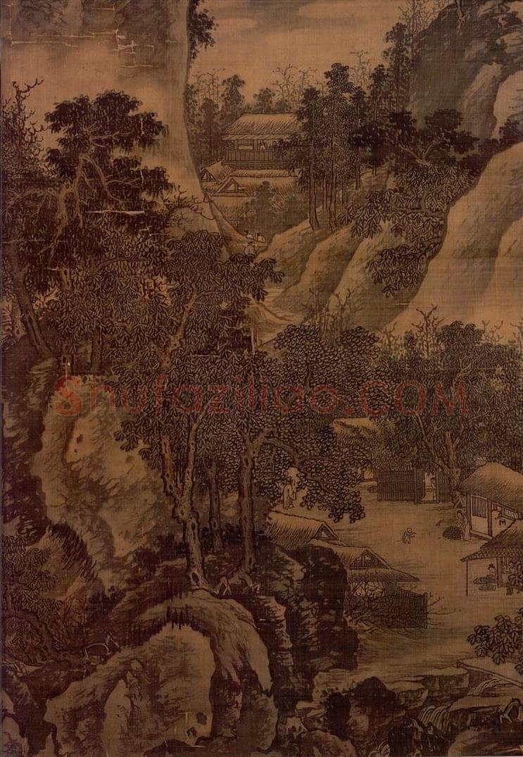 明朝 马轼 春坞村居图 书画作品