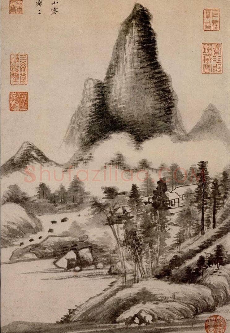 明朝 董其昌 奇峰白云 书画作品