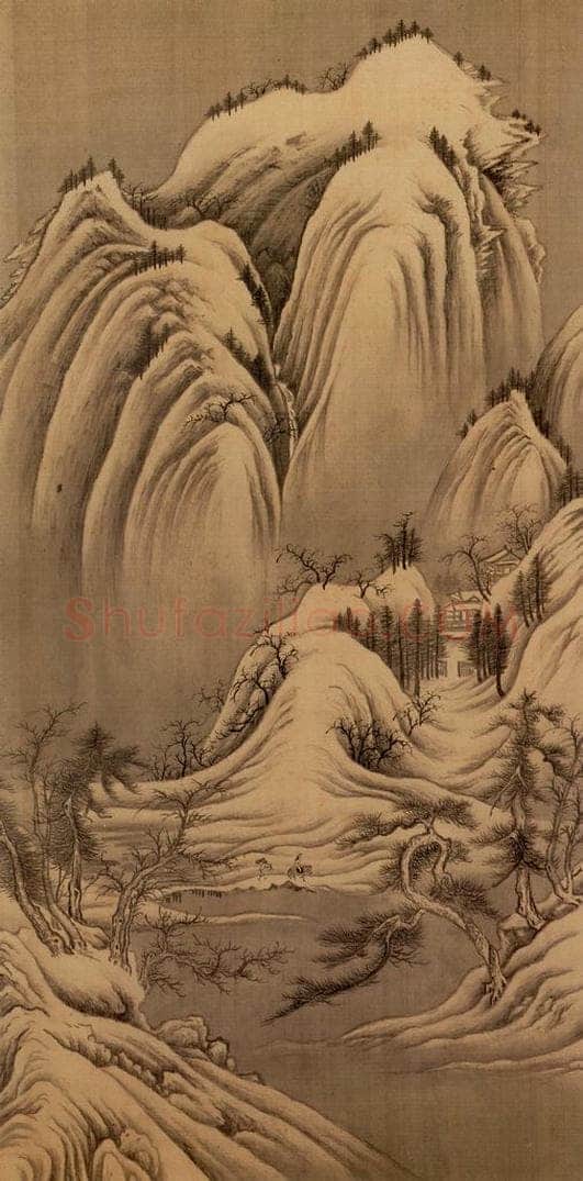 明朝 董其昌 倣宋元人缩本画及跋 书画作品