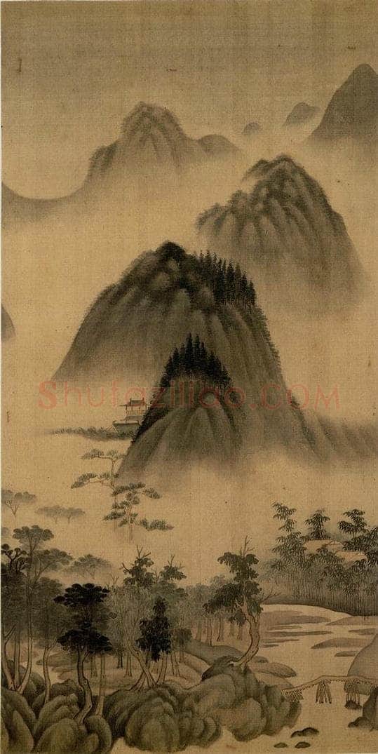 明朝 董其昌 倣宋元人缩本画及跋 书画作品