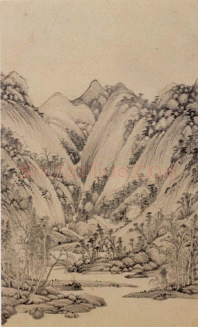 明朝 董其昌 倣宋元人缩本画及跋 书画作品