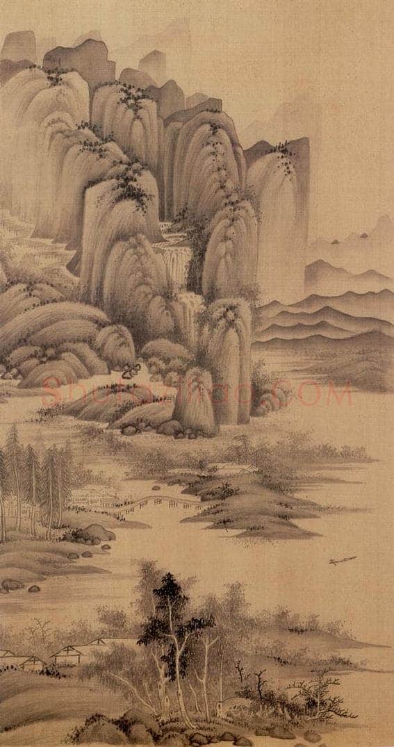 明朝 董其昌 倣宋元人缩本画及跋 书画作品