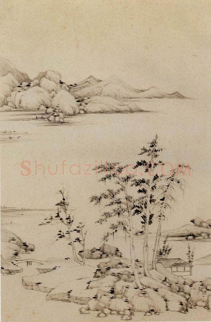 明朝 董其昌 倣宋元人缩本画及跋 书画作品