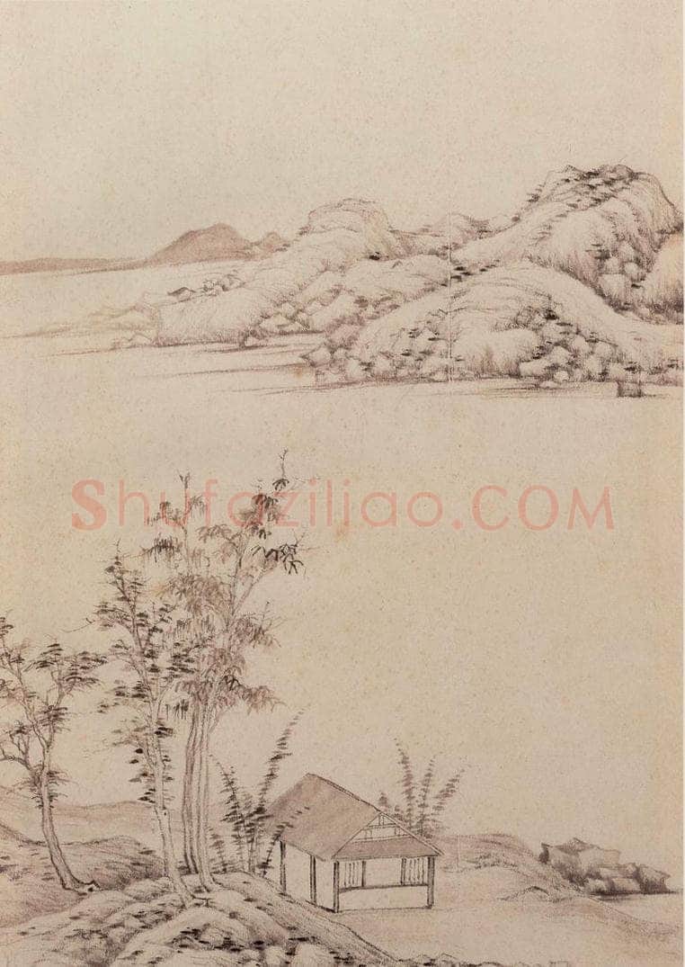 明朝 董其昌 倣宋元人缩本画及跋 书画作品