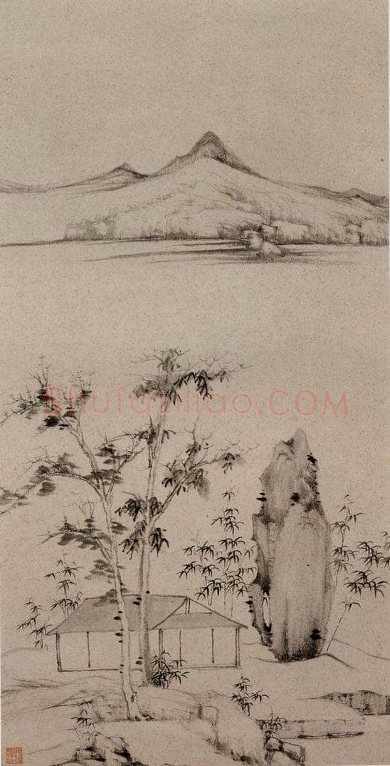 明朝 董其昌 倣宋元人缩本画及跋 书画作品