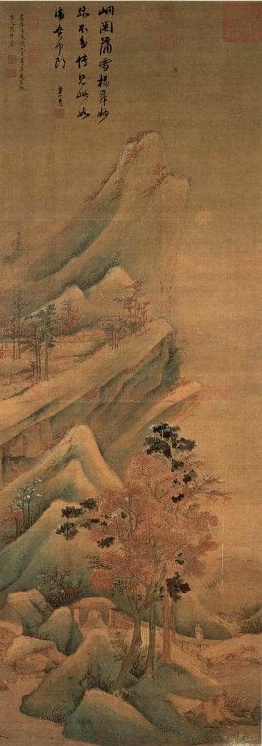 明朝 赵左 秋山红树图 书画作品